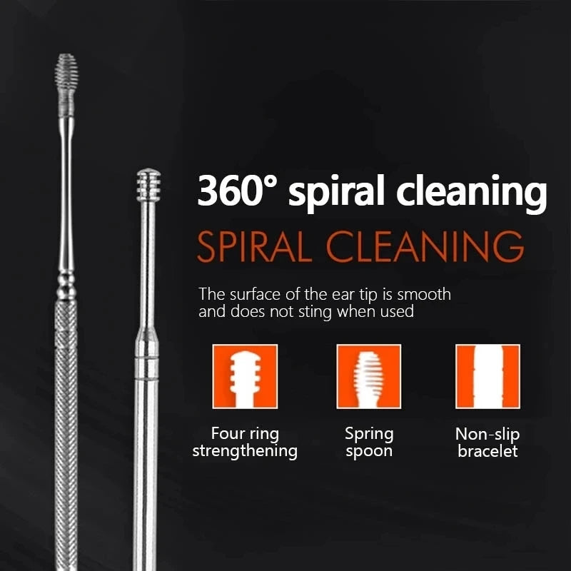 Spiral Stainless Steel Earpick Wax Remover